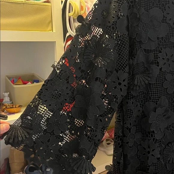 Elegant Black Lace Midi Dress - Picture 3 of 4